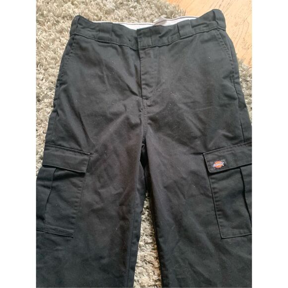 DICKIES Twill Urban Outfitters black Crop Cargo Wide Leg PANTS sz 8 M - Picture 6 of 9